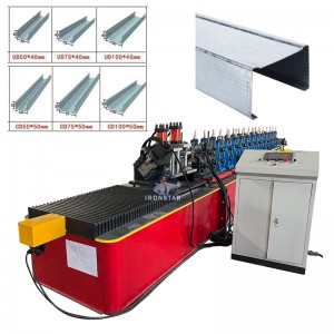50 75 100mm automatic size interchangeable C stud channel roll foring machine